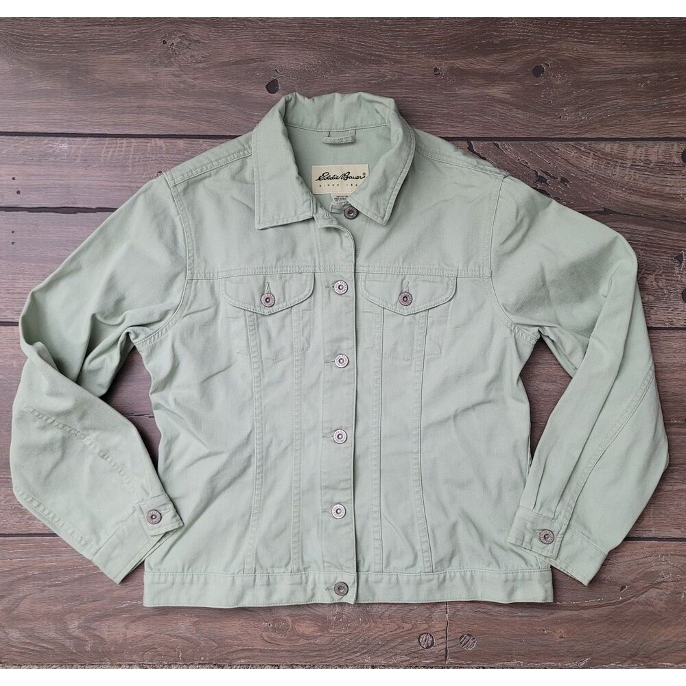 Women's Eddie Bauer Cotton Canvas Jean Button-up Jacket- Pale Green-Small